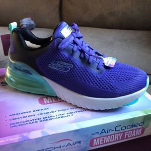 SKECHERS SKECH-AIR WIND BREEZE PUPLE/TURQUOISE SIZE 8.5